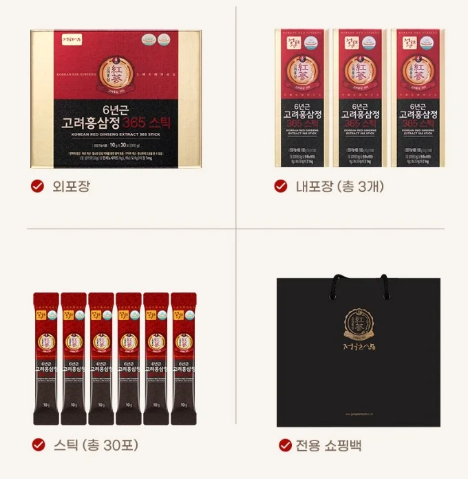 6-Year-Old Korean Red Ginseng Extract Stick 300g gift set